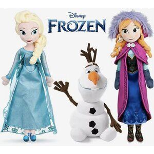 COPY - SET/3 Disney FROZEN 16” ANNA ELSA OLAF Soft PLUSH DOLLS Embroidered Feat…